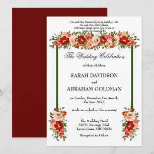 Traditional Jewish Wedding Invitations - Roses