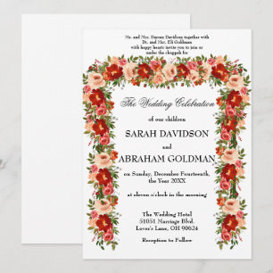Traditional Jewish Wedding Invitations - Roses
