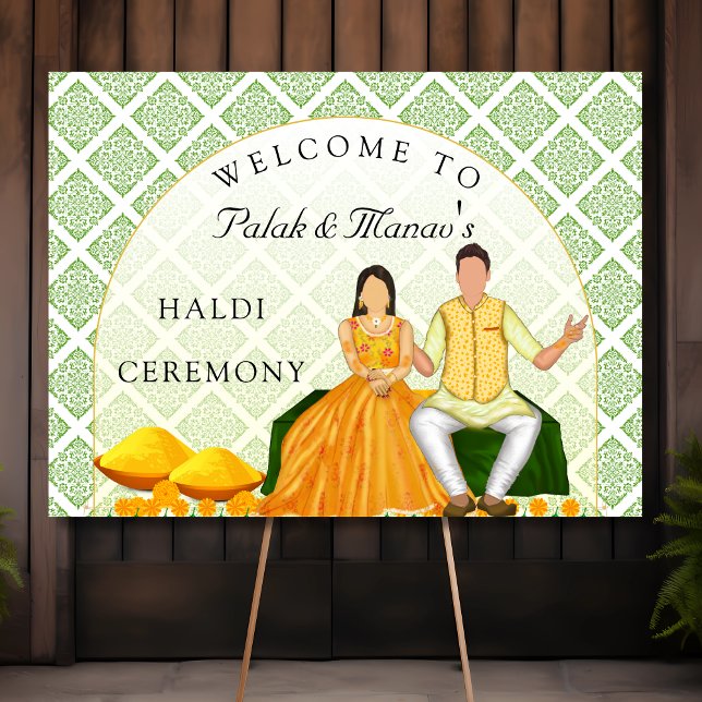 Traditional joint haldi welcome sign board (Creator Uploaded)