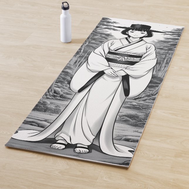traditional kimono girl hat manga yoga mat (In Situ)