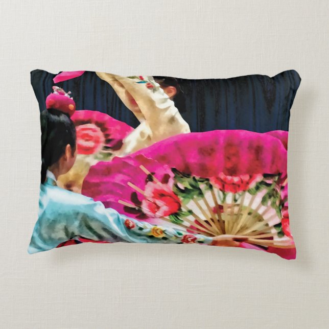 Traditional Korean Fan Dance Accent Pillow (Back)
