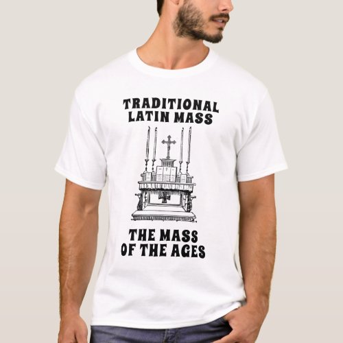 TRADITIONAL LATIN MASS CATHOLIC LINE ART T_Shirt