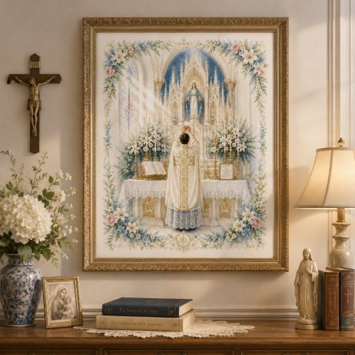Traditional Latin Mass First Mass Watercolor Poster