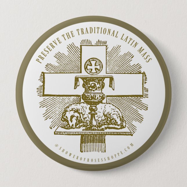 Traditional Latin Mass Gold Lamb of God Altar Button (Front)