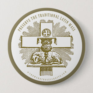 Traditional Latin Mass Gold Lamb of God Altar Button
