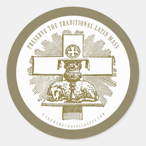 Traditional Latin Mass Gold Lamb of God Altar Classic Round Sticker
