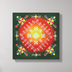 Traditional Latvian folk art with symbols painting Canvas Print