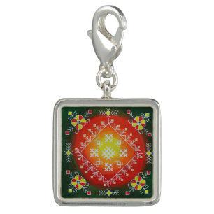 Traditional Latvian folk art with symbols painting Charm