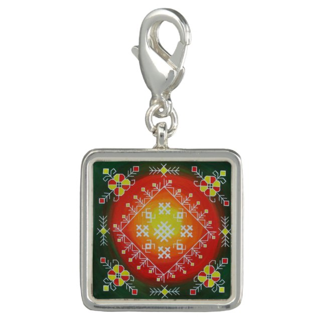 Traditional Latvian folk art with symbols painting Charm (Front)