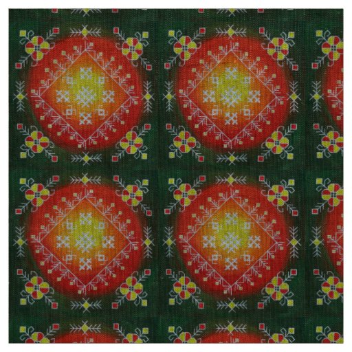 Traditional Latvian folk art with symbols painting Fabric