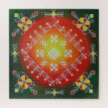 Traditional Latvian folk art with symbols painting Jigsaw Puzzle