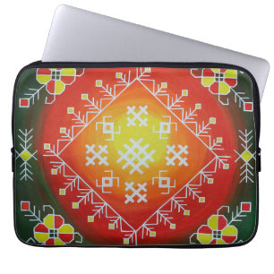 Traditional Latvian folk art with symbols painting Laptop Sleeve