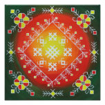 Traditional Latvian folk art with symbols painting Photo Print