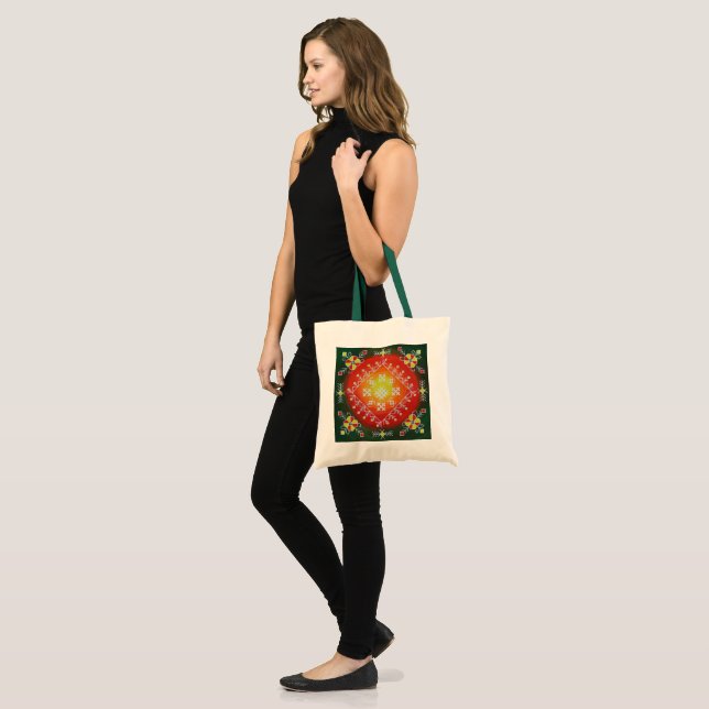 Traditional Latvian folk art with symbols painting Tote Bag (Front (Model))