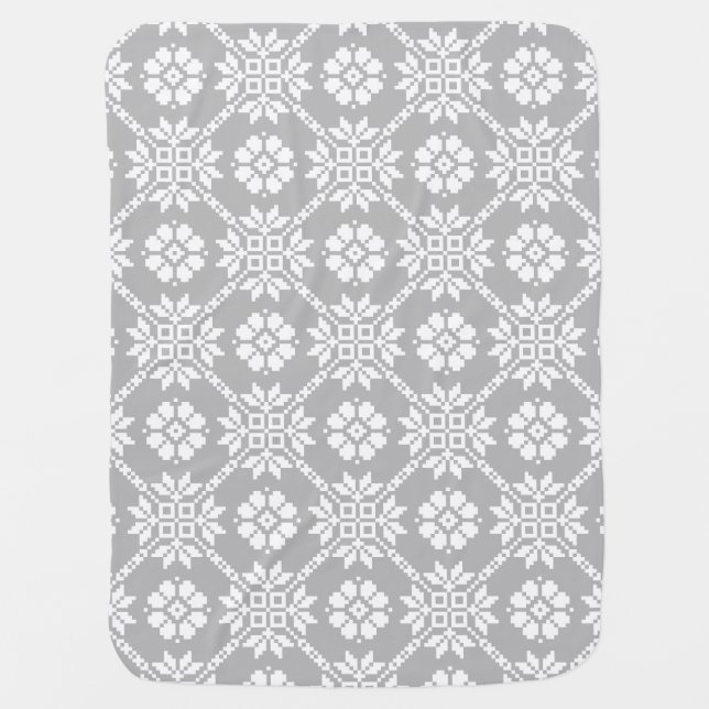 Traditional Latvian gray Sun Auseklis Saulite  Baby Blanket (Front)