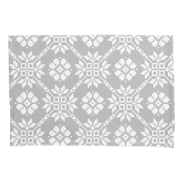 Traditional Latvian gray Sun Auseklis Saulite  Pillow Case (Front)
