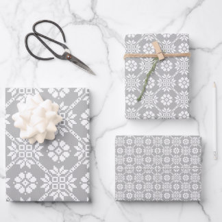 Traditional Latvian gray Sun Auseklis Saulite Wrapping Paper Sheets