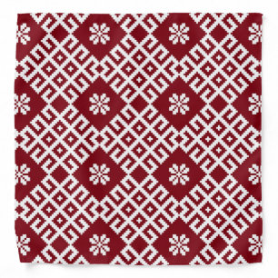 Traditional Latvian Red Design pattern Auseklis Bandana