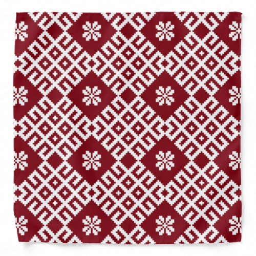 Traditional Latvian Red Design pattern Auseklis Bandana