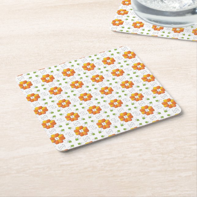 Traditional Latvian SUN sign geometric design IX Square Paper Coaster (Angled)