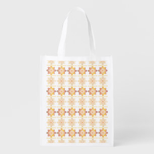 Traditional Latvian SUN sign geometric design VIII Reusable Grocery Bag