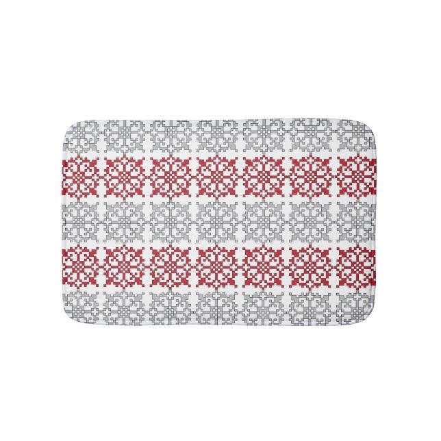 Traditional Latvian SUN sign geometric pattern I Bathroom Mat (Front)