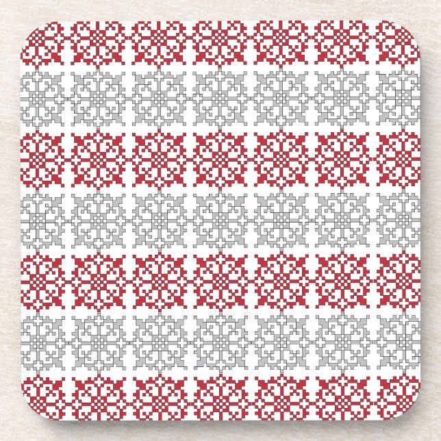 Traditional Latvian SUN sign geometric pattern I Beverage Coaster (Front)