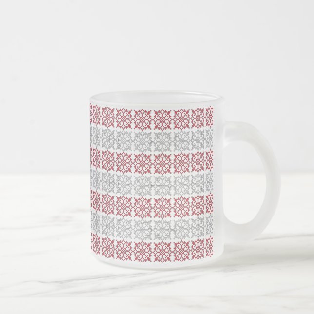 Traditional Latvian SUN sign geometric pattern I Frosted Glass Coffee Mug (Right)