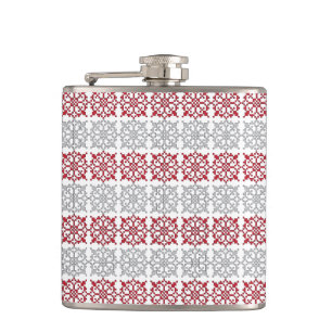 Traditional Latvian SUN sign geometric pattern I Hip Flask