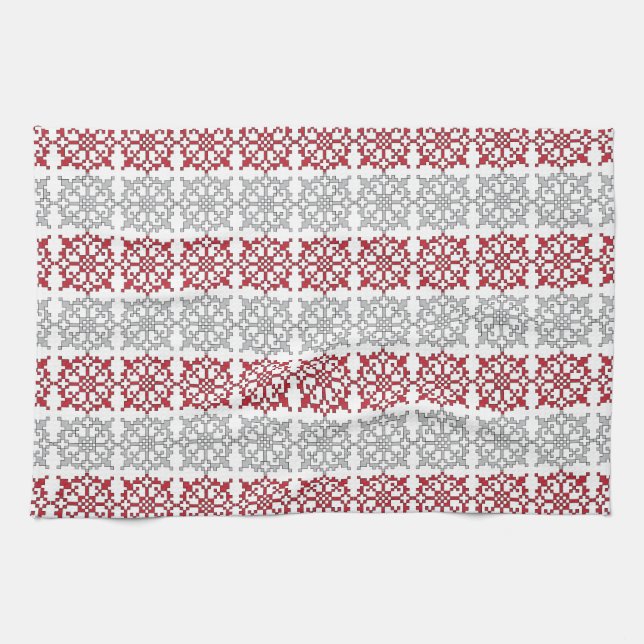 Traditional Latvian SUN sign geometric pattern I Kitchen Towel (Horizontal)