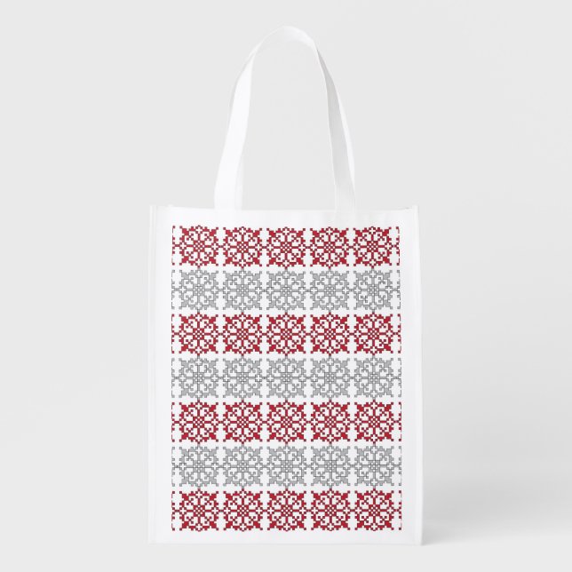 Traditional Latvian SUN sign geometric pattern I Reusable Grocery Bag (Front)