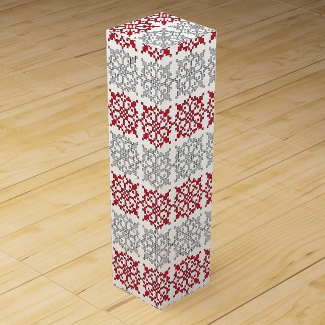 Traditional Latvian SUN sign geometric pattern I Wine Gift Box (Front)