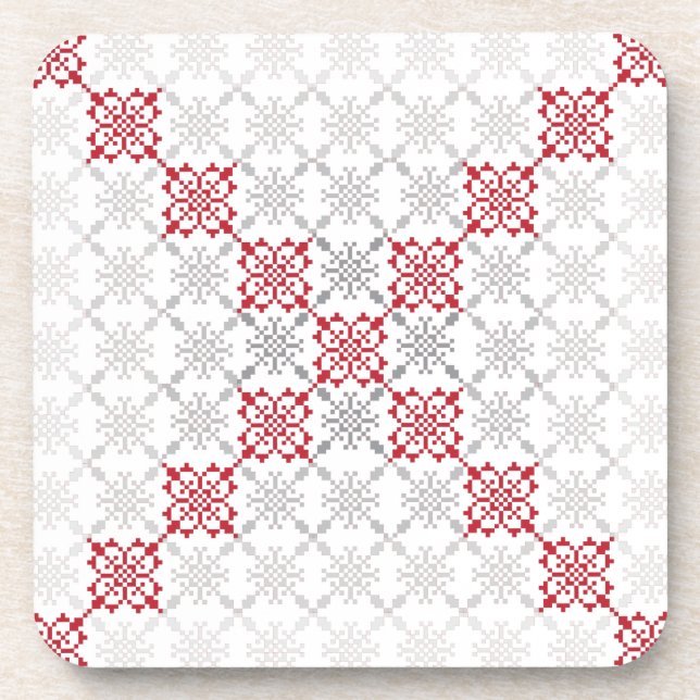 Traditional Latvian SUN sign geometric pattern II Beverage Coaster (Front)