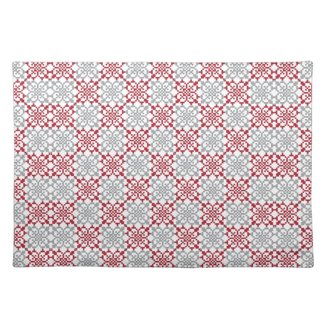 Traditional Latvian SUN sign geometric pattern III Cloth Placemat (Front)