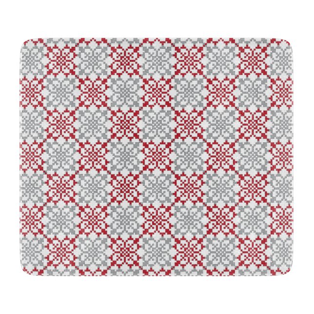 Traditional Latvian SUN sign geometric pattern III Cutting Board (Front)