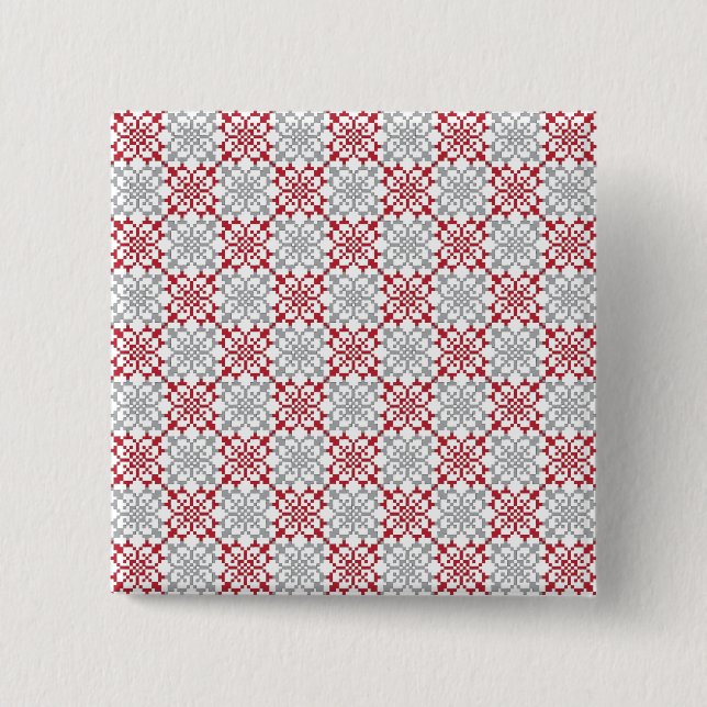 Traditional Latvian SUN sign geometric pattern III Pinback Button (Front)