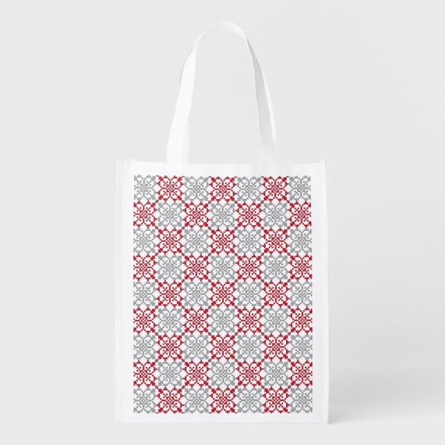 Traditional Latvian SUN sign geometric pattern III Reusable Grocery Bag (Front)