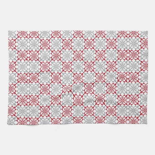 Traditional Latvian SUN sign geometric pattern III Towel