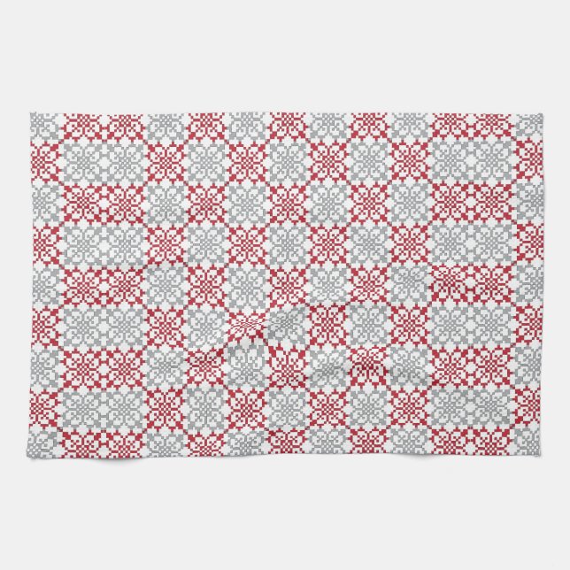 Traditional Latvian SUN sign geometric pattern III Towel (Horizontal)
