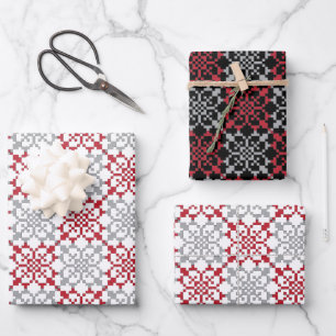 Traditional Latvian SUN sign geometric pattern III Wrapping Paper Sheets