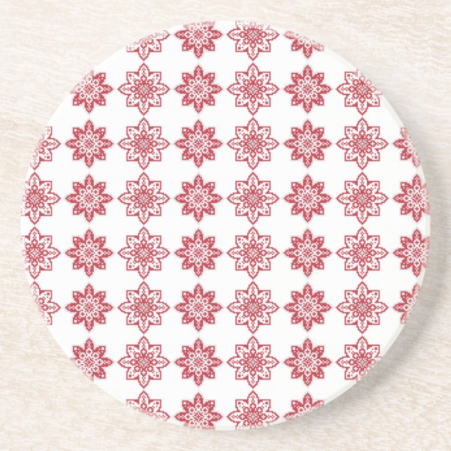 Traditional Latvian SUN sign geometric pattern IV Drink Coaster (Front)