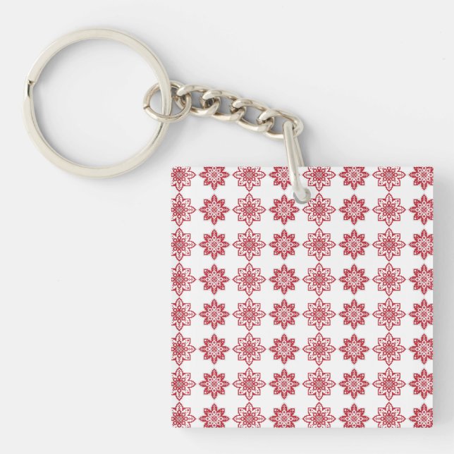 Traditional Latvian SUN sign geometric pattern IV Keychain (Front)