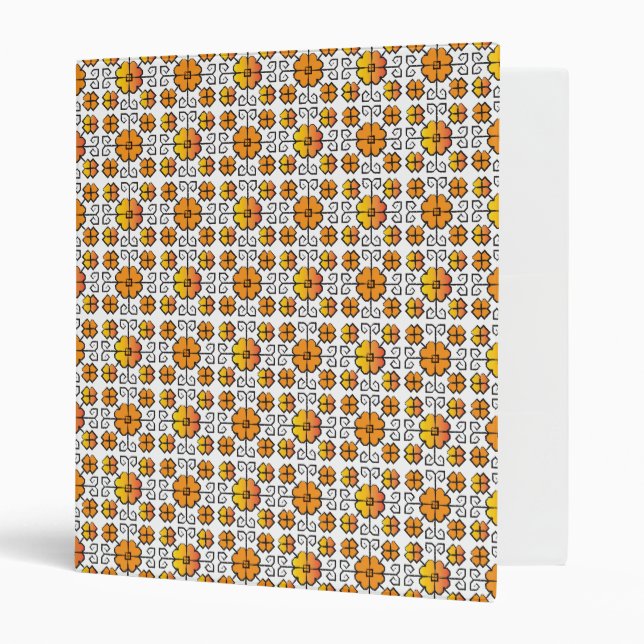 Traditional Latvian SUN sign geometric pattern V Binder (Front/Inside)
