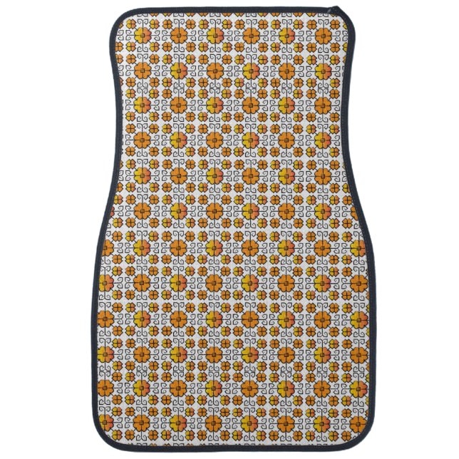 Traditional Latvian SUN sign geometric pattern V Car Floor Mat (Front)