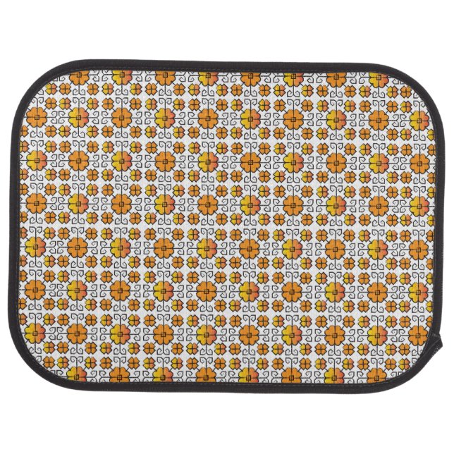 Traditional Latvian SUN sign geometric pattern V Car Mat (Rear)