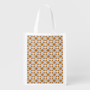 Traditional Latvian SUN sign geometric pattern V Grocery Bag