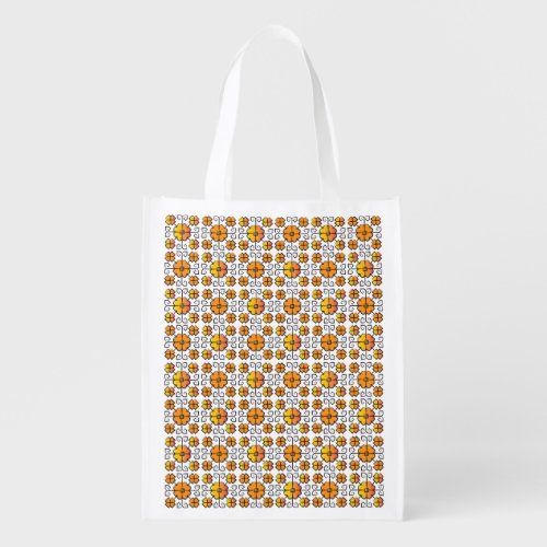 Traditional Latvian SUN sign geometric pattern V Grocery Bag