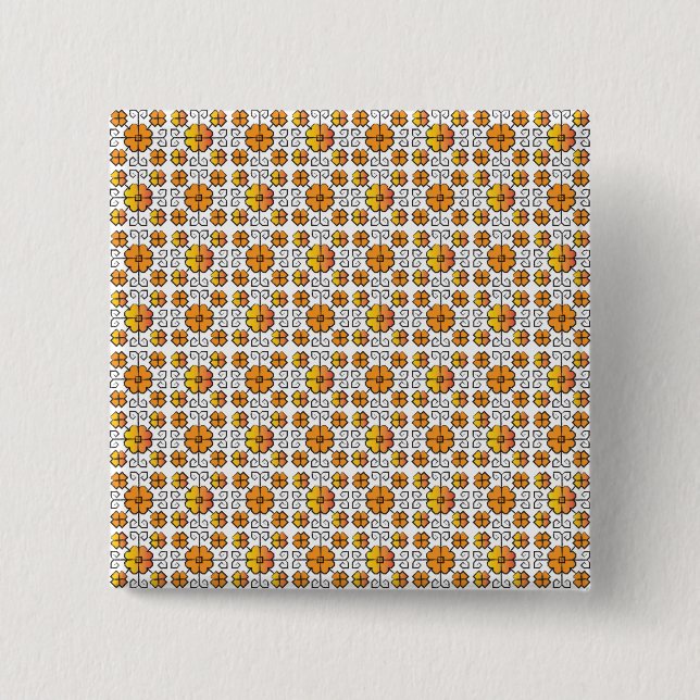 Traditional Latvian SUN sign geometric pattern V Pinback Button (Front)