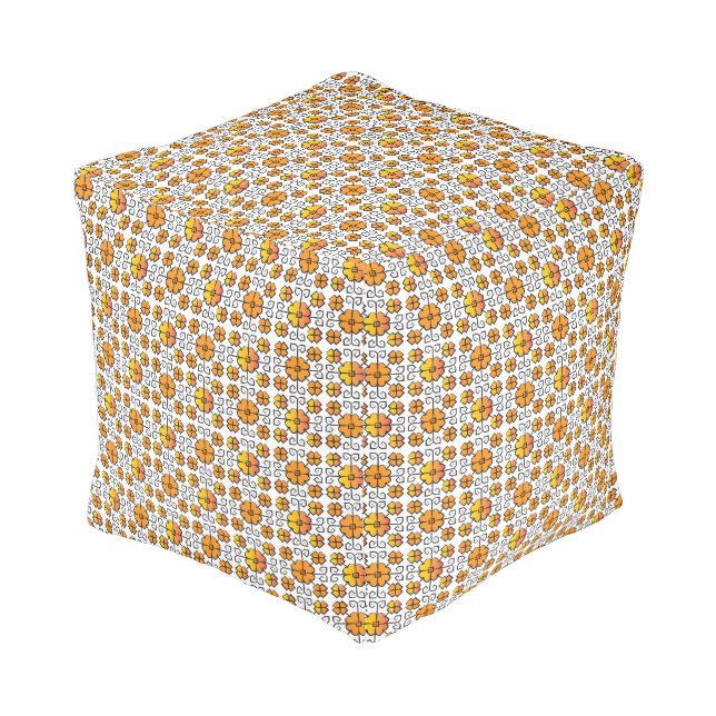 Traditional Latvian SUN sign geometric pattern V Pouf (Angled Front)