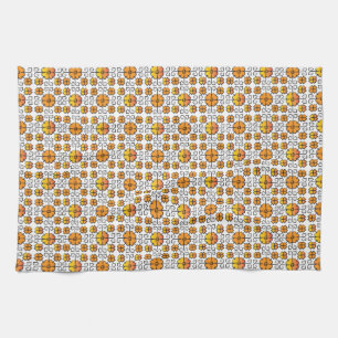 Traditional Latvian SUN sign geometric pattern V Towel